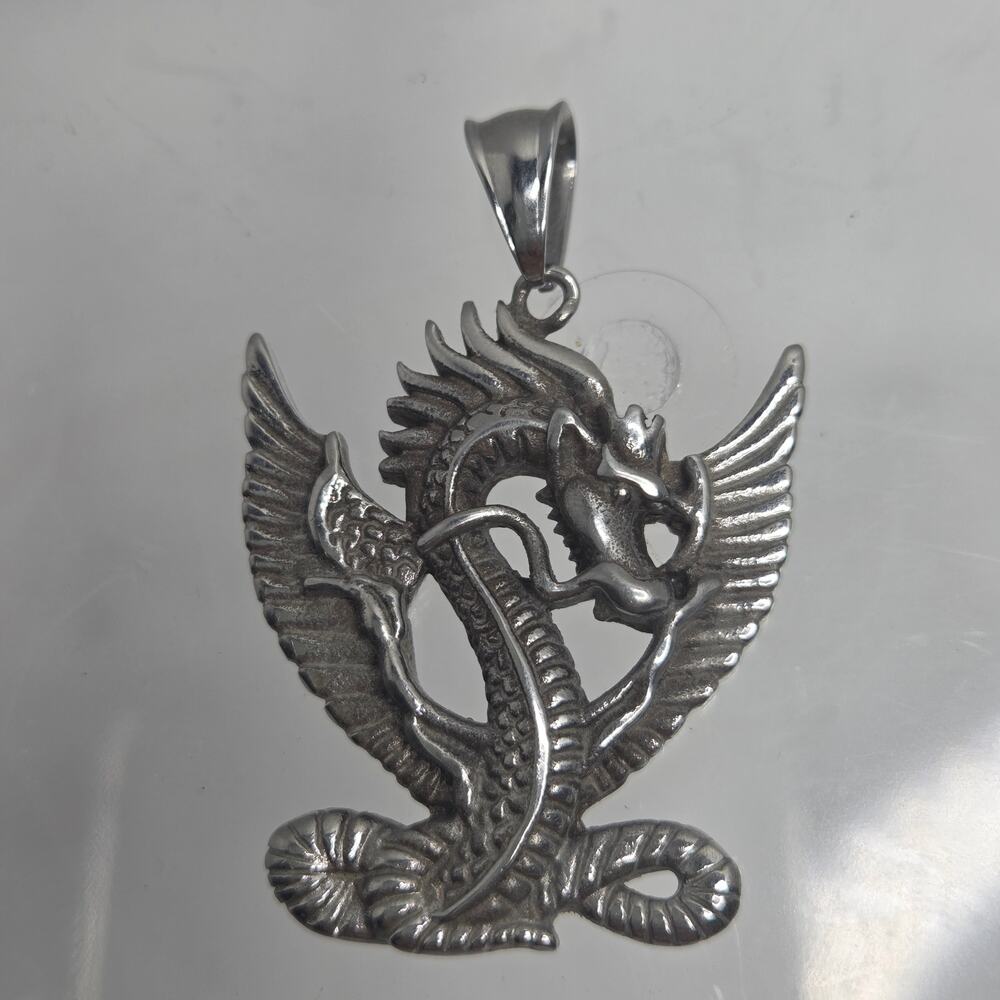 Stainless Steel Winged Dragon Serpentine Body Pendant Jewelry